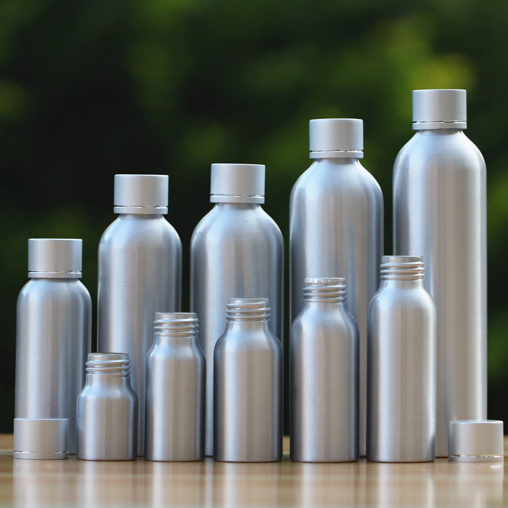 Essential Oil / Lotion Cosmetic Aluminum Bottles , Reusable Cosmetic Pump Bottles