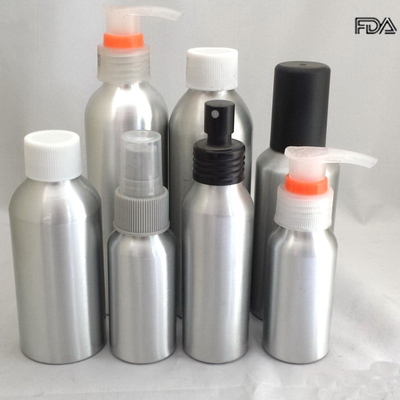 Empty Cosmetic Aluminum Bottles , Refillable Travel Airless Cosmetic Bottles