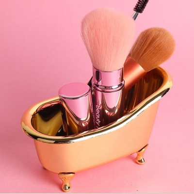 Anti Water Mini Plastic Bathtub Container Smooth Makeup Brush Container